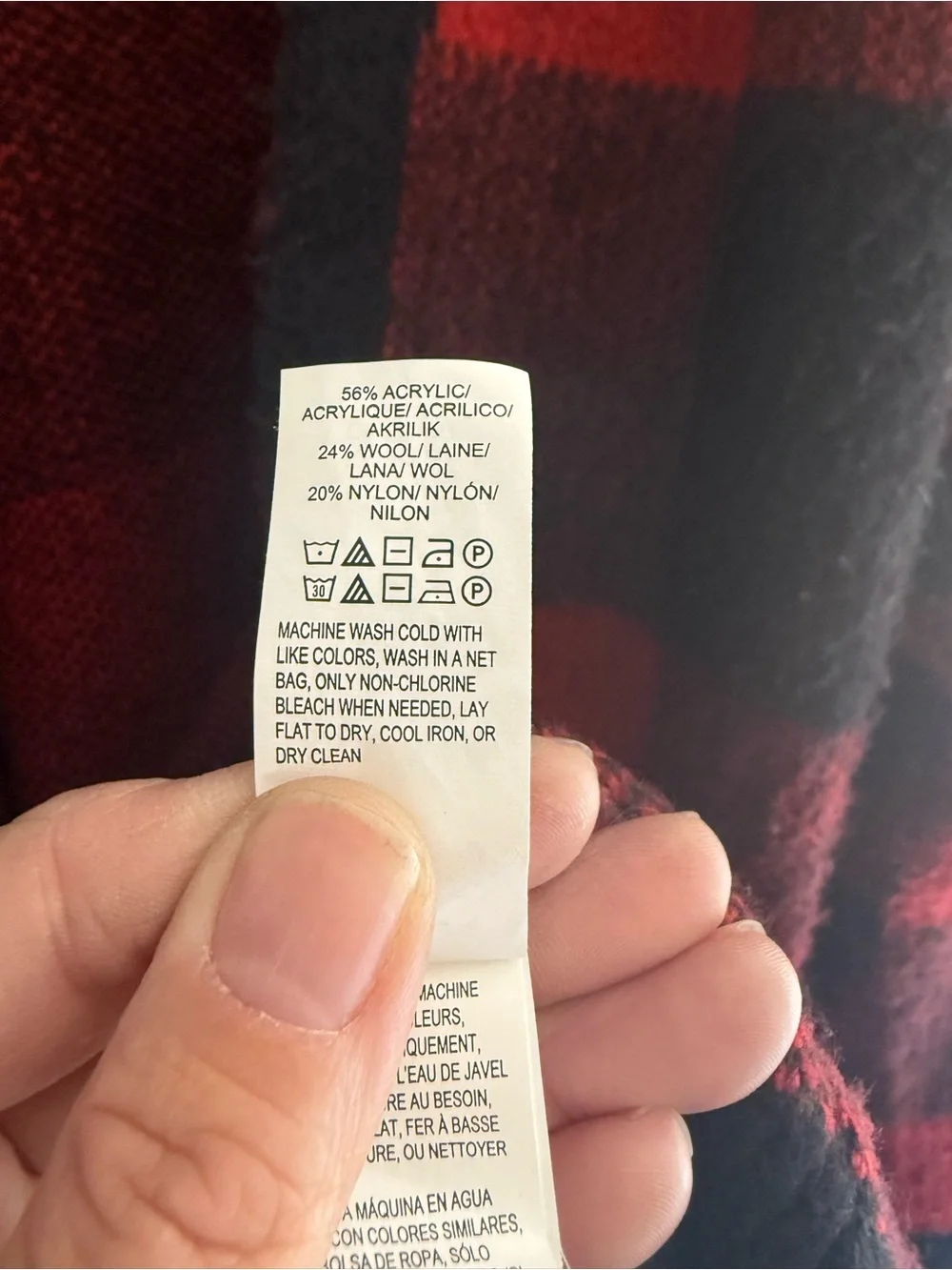 Lucky Brand Woman’s Black Red Buffalo Plaid Cardigan Sweater SZ M Long Pockets - Picture 7 of 10